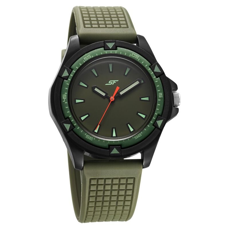 SF Sporty Green Dial Polyurethane Strap Watch for Men