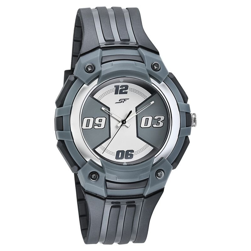 SF Turbo Quartz Analog Grey Dial PU Strap Watch for Men